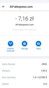 Revolut płatność w AliExpress