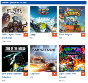 Gry dostępne od 3 stycznia dla abonentów Playstation Plus