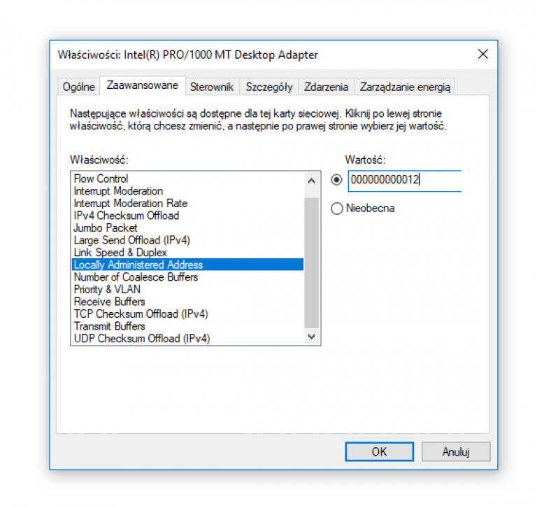 Zmiana adresu MAC karty sieciowej w Windows, macOS i Linux