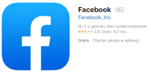 Ocena aplikacji Facebook w AppStore