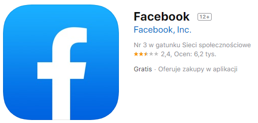 Ocena aplikacji Facebook w AppStore