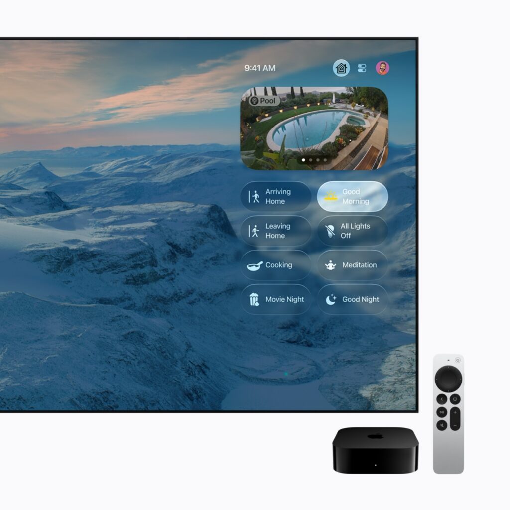 Apple TV 4K jako hub domowy, obraz z wideodomofonu na ekranie telewizora